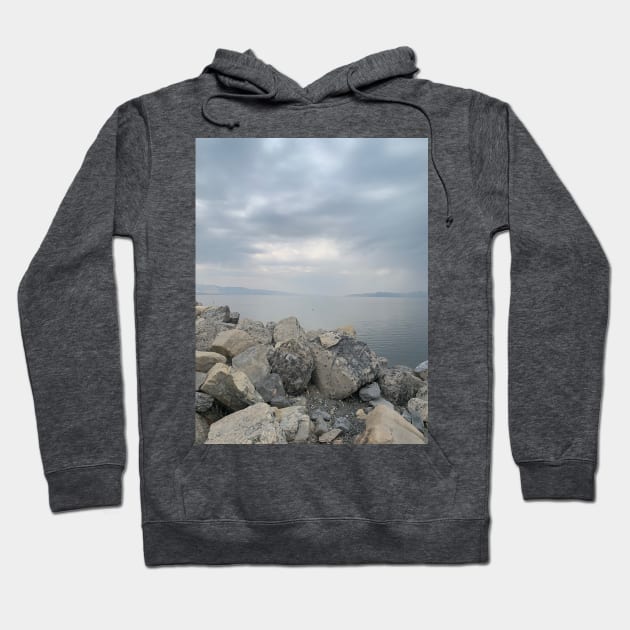 Boulders at the Lake Hoodie by EdenLiving